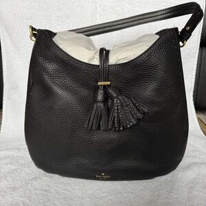 Kate Spade Textured Black Hobo Bag with Tassels